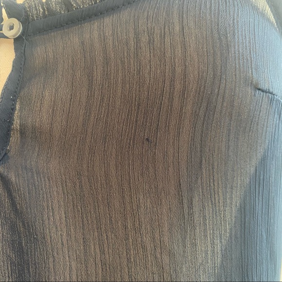 Abercrombie & Fitch | Sheer Peplum Tank Top Ruffle Eyelet Blouse Navy Blue - Picture 7 of 14